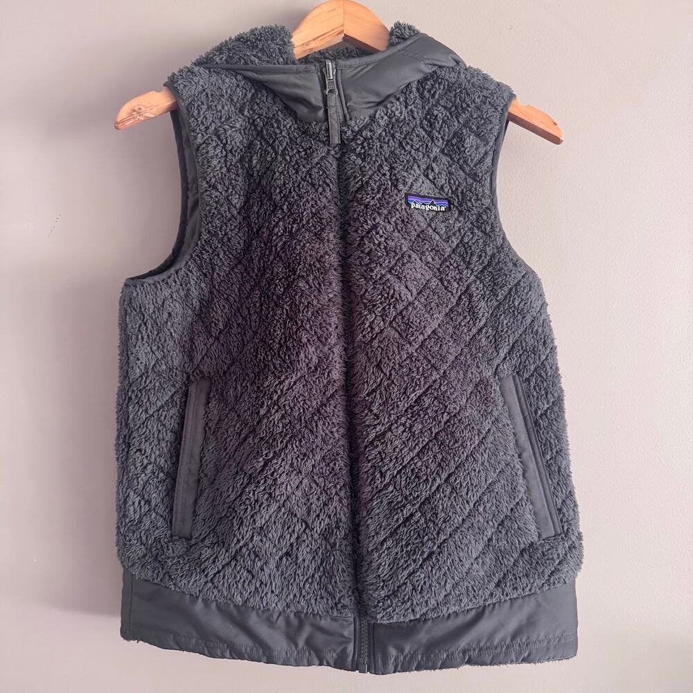 Patagonia Los Gatos Hooded Vest Women Forged Grey Full Zip Reversible Small